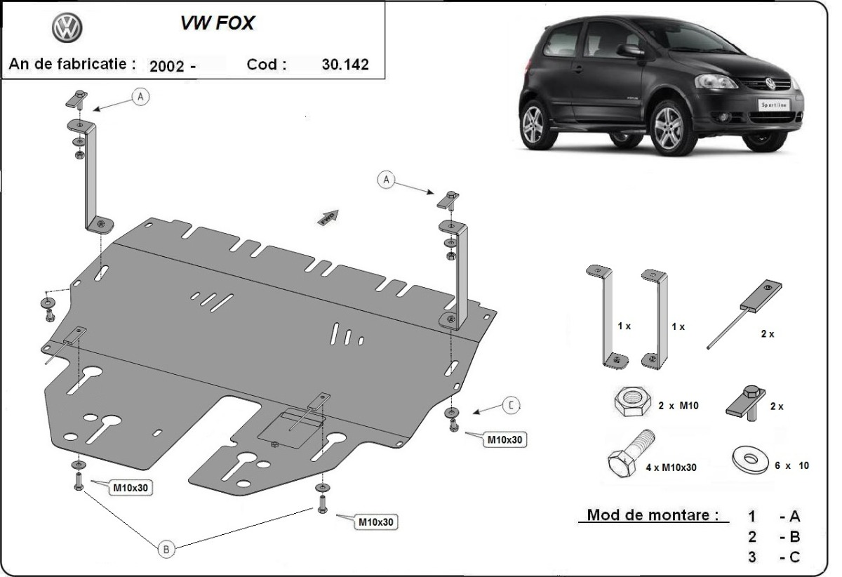 Proteção inferior em aço Motor+ | VW Fox (2002-2017) - 3