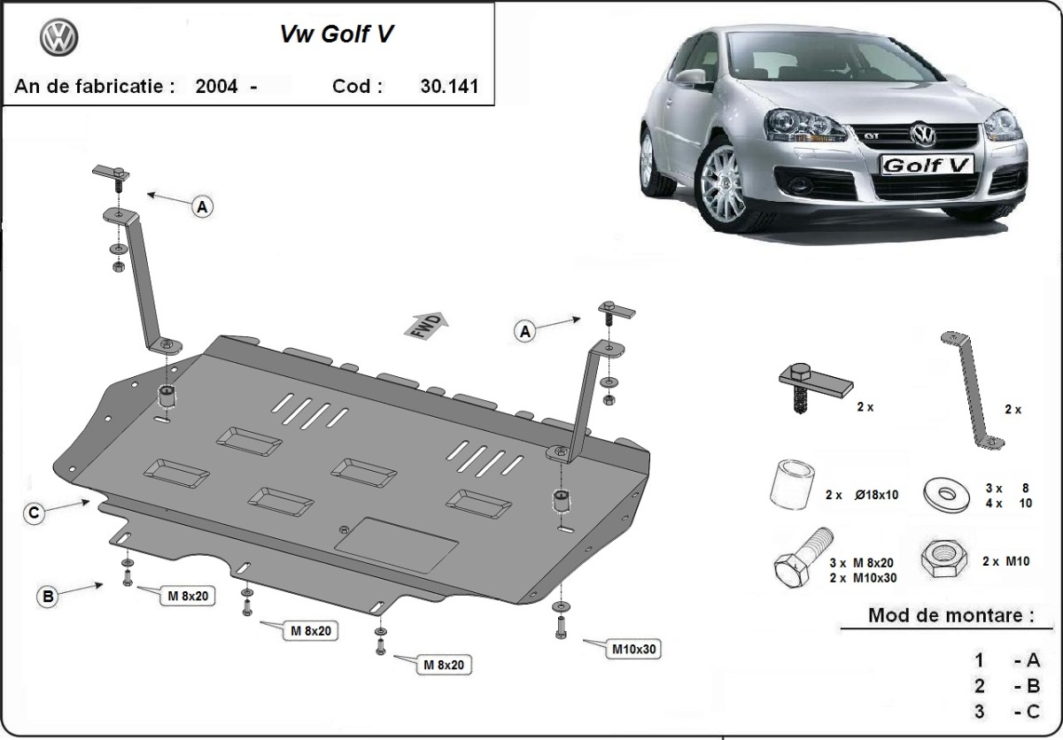 Protector inferior de acero Motor+ | VW golf mk5 (2004-2010) - 3