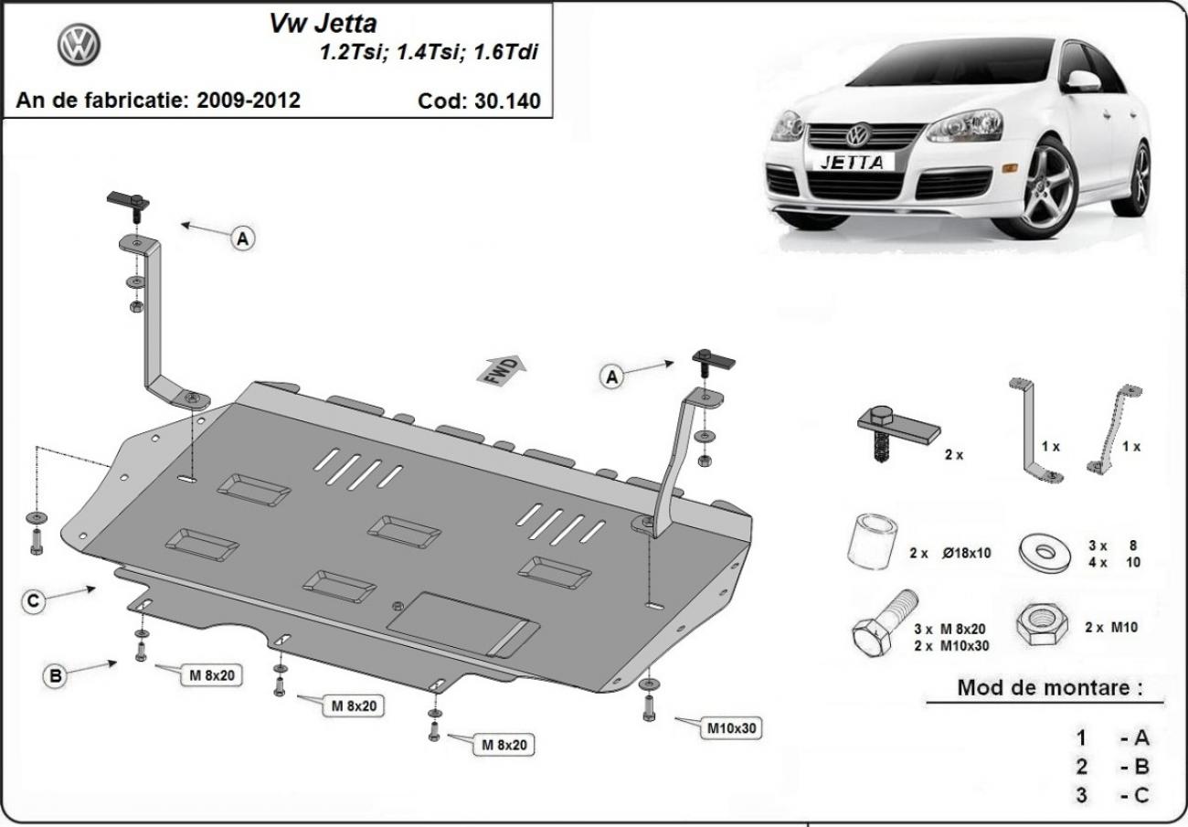 Hasplåt Stål Motor+ | VW Jetta (2010-2011) - 3