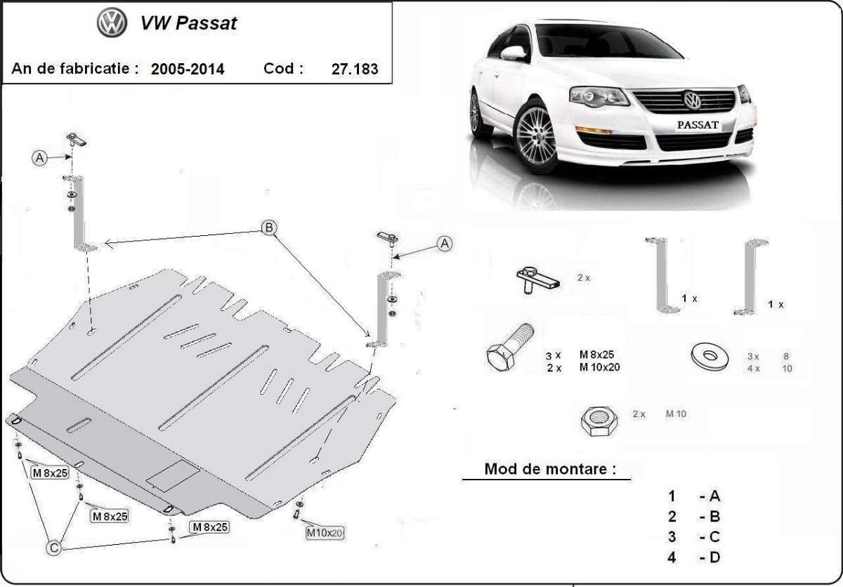 Protector inferior de acero Motor+ | VW Passat B6, B7 (2005-2014) - 3