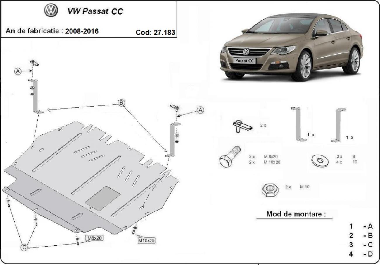 Hasplåt Stål Motor+ | VW Passat CC (2008-2016) - 3
