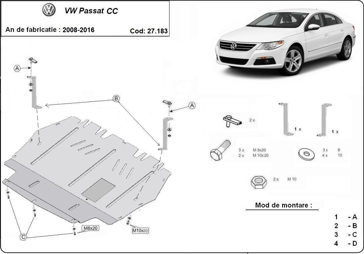 Stalen beschermplaat Motor+ | VW Passat CC (2008-2016) - 3