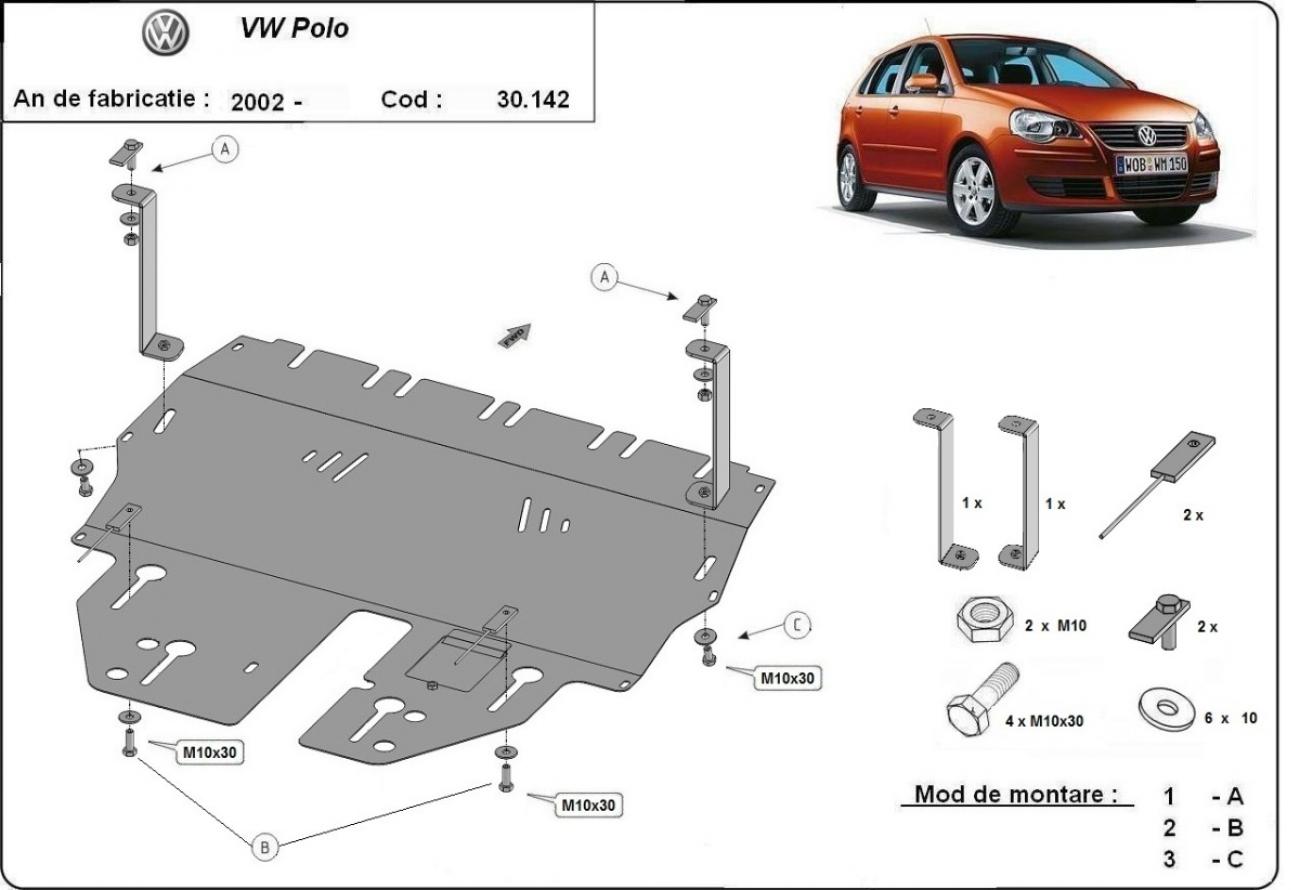 Hasplåt Stål Motor+ | VW Polo Petrol (2002-2009) - 3