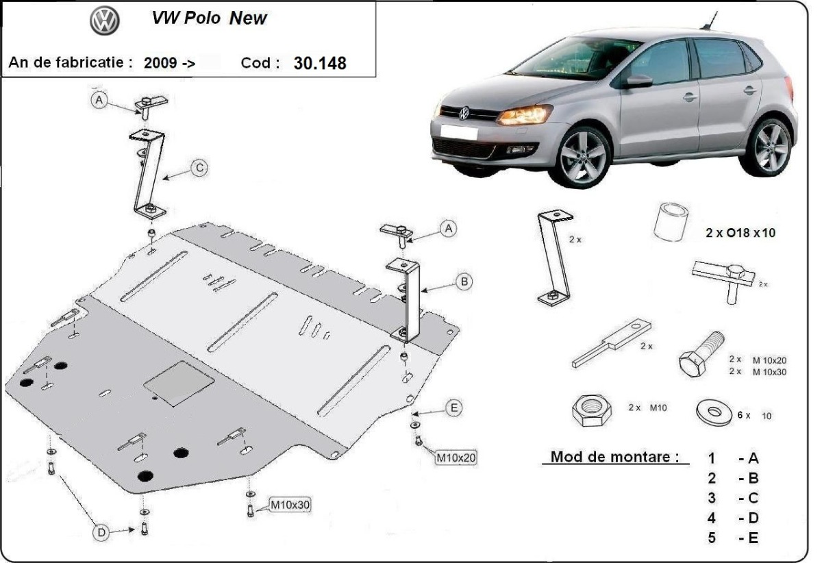 Stahl-Unterfahrschutz Motor+ | VW Polo (6R) Diesel (2009-2017) - 3