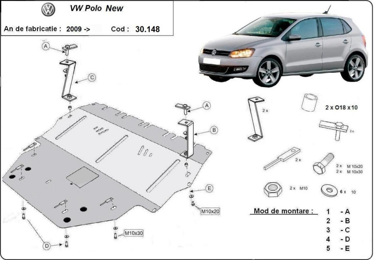 Skid plate Steel Engine+ | VW Polo (6R) Diesel (2009-2017) - 3
