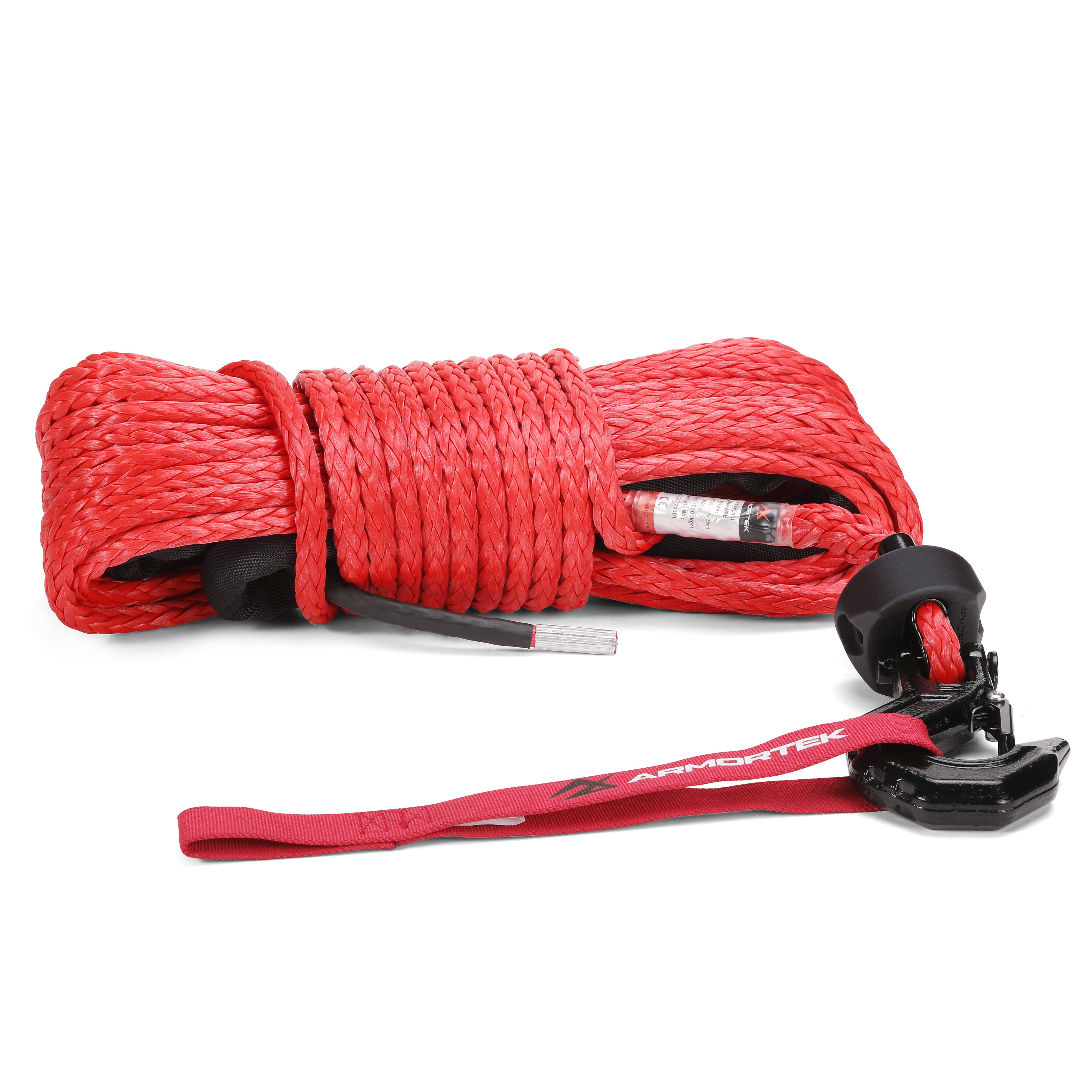 Armortek Synthetic Rope, Thimble and Black Hook 9.5mm x 25m - 3