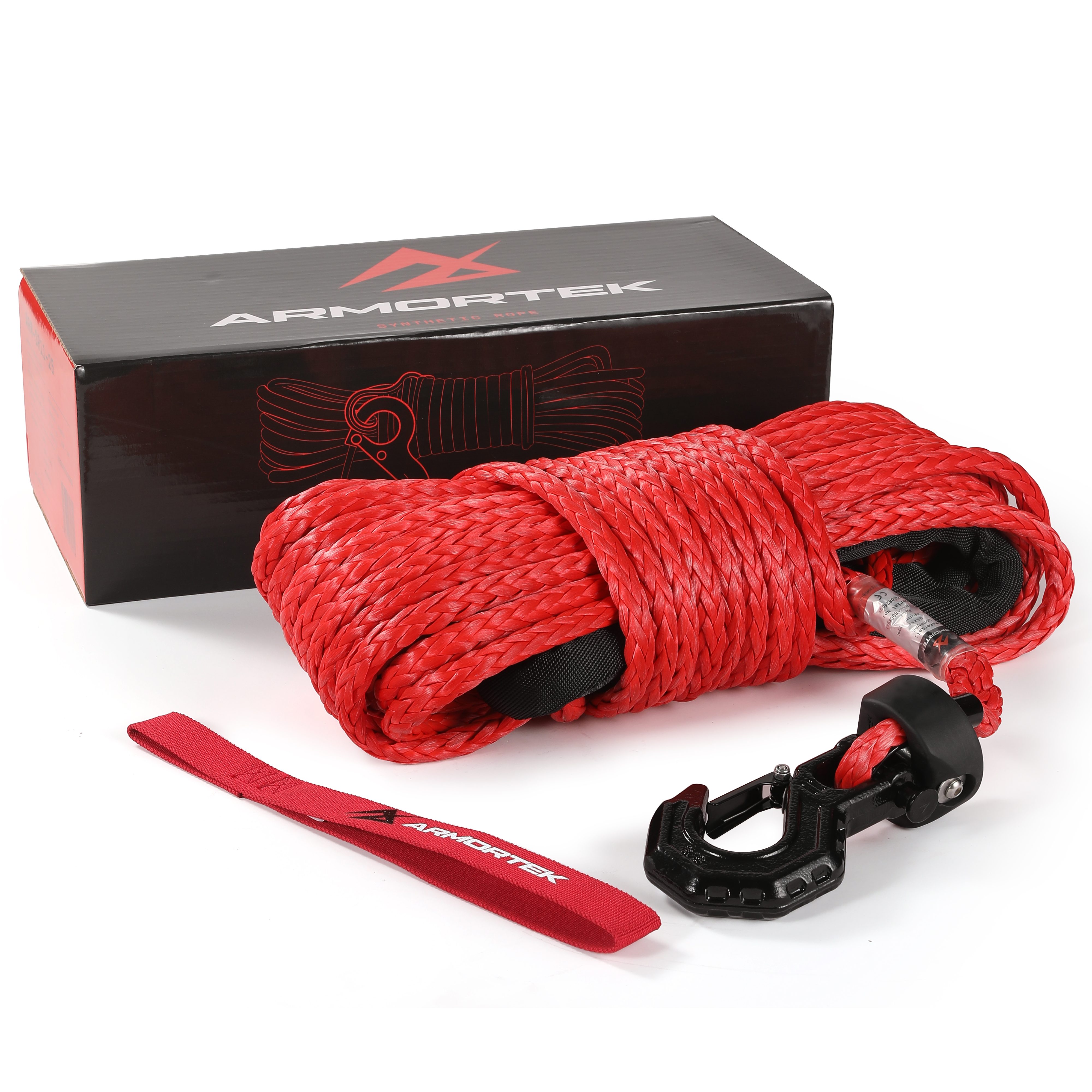 Armortek Synthetic Rope, Thimble and Black Hook 9.5mm x 25m - 2