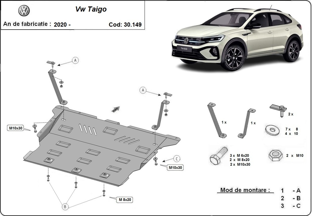 Protector inferior de acero Motor+ | VW Taigo (2020-2026) - 3