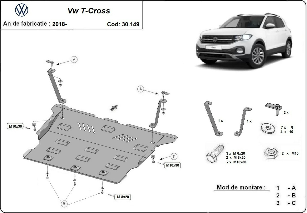 Protector inferior de acero Motor+ | VW T-Cross (2018-2026) - 3
