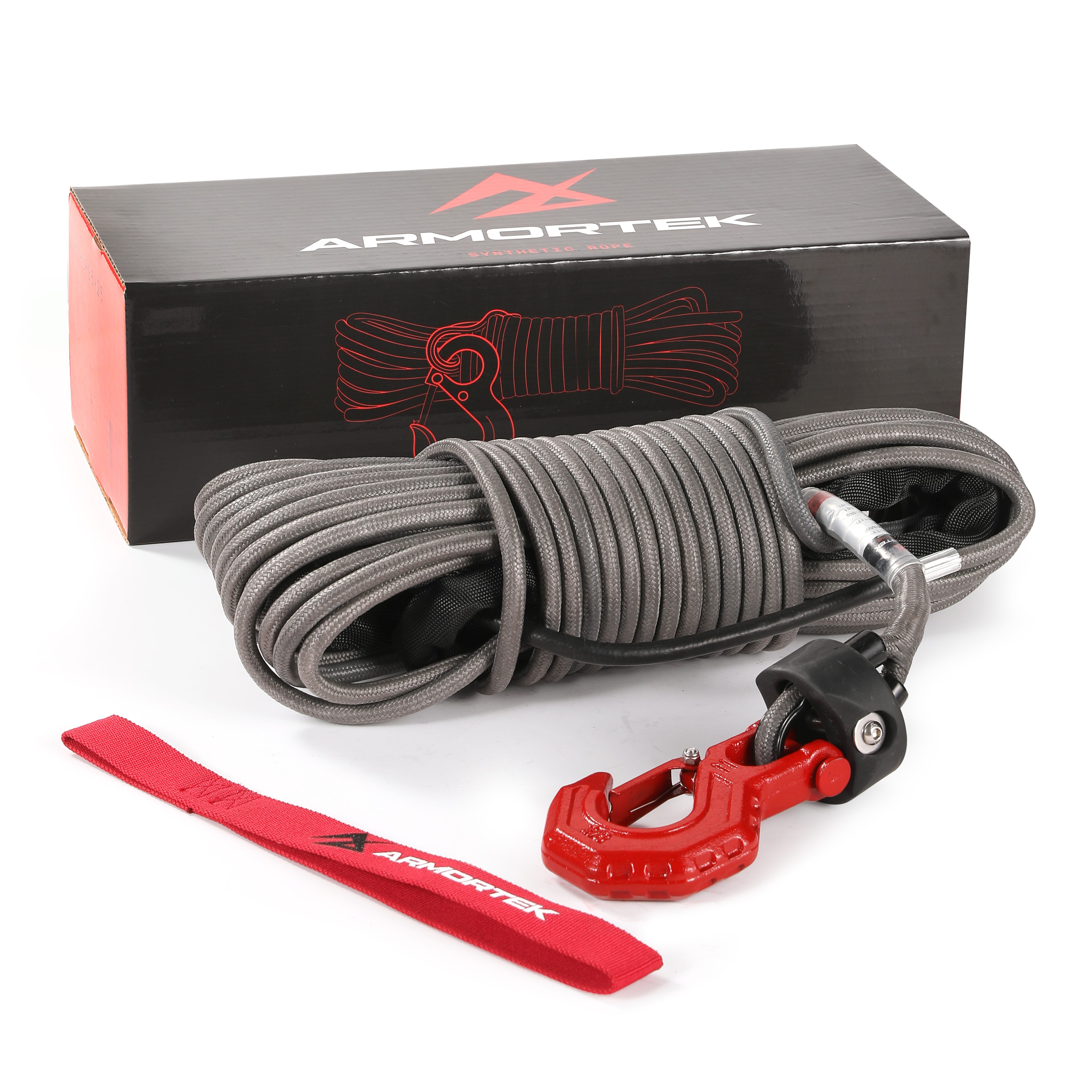 Armortek Extreme Corda sintética, Thimble and Vermelho Hook 9.5mm x 25m