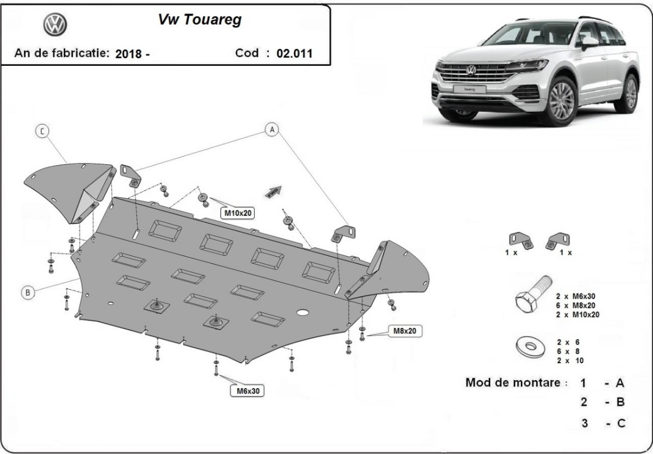 Hasplåt Stål Motor+ | VW Touareg (2018-2026) - 3