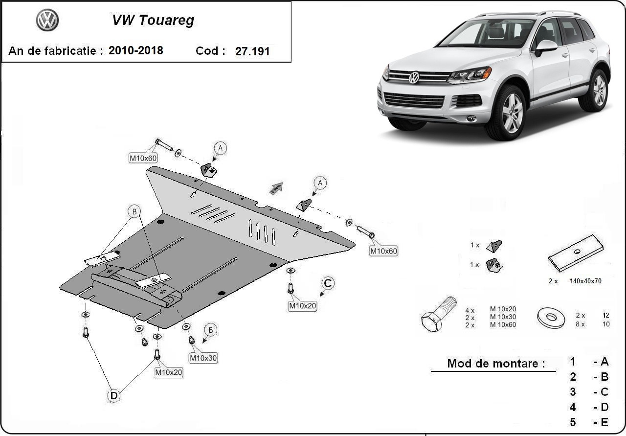 Skid plate Steel Engine | VW Touareg 7P (2010-2018) - 3