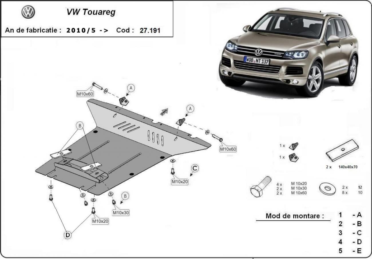 Bundplade Stål Motor | VW Touareg 7P (2010-2018) - 3