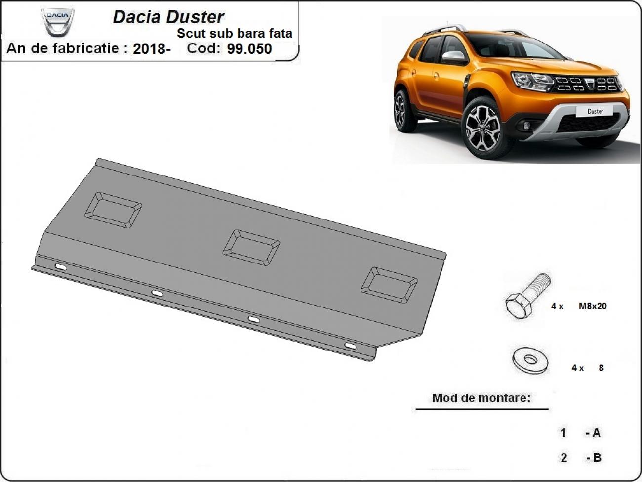 Hasplåt Stål Främre stötfångare | Dacia Duster (2018-2024) - 3