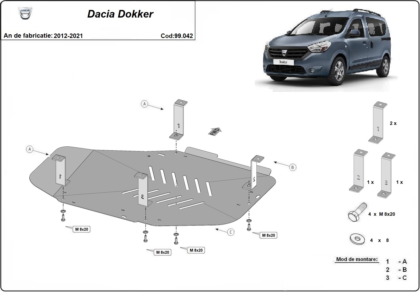 Protector inferior Acero Fuel tank | Dacia Dokker (2012-2026) - 3