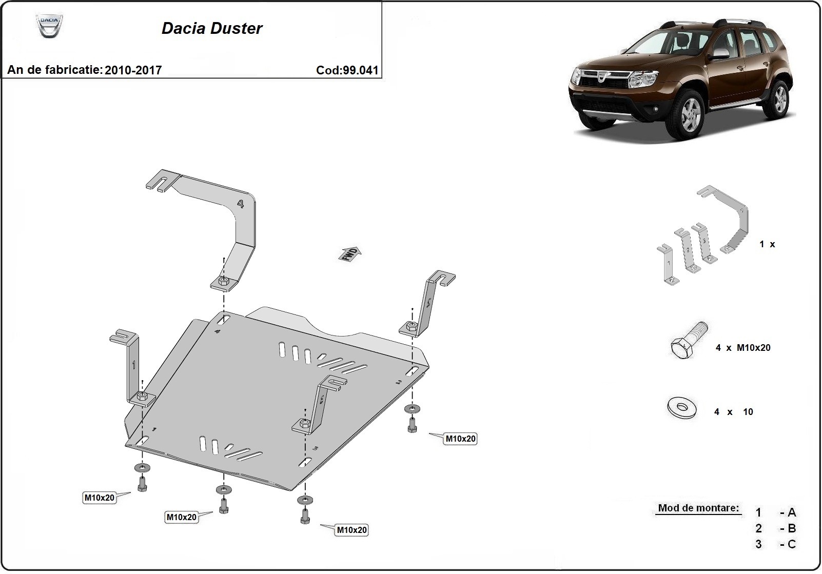 Skid plate Steel Fuel tank | Dacia Duster (2010-2017) - 3