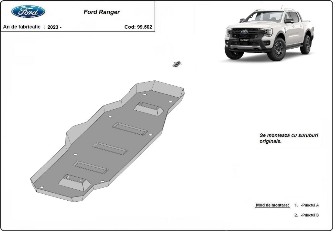 Bundplade Stål Brændstoftank | Ford Ranger 70L (2023-2026) - 3