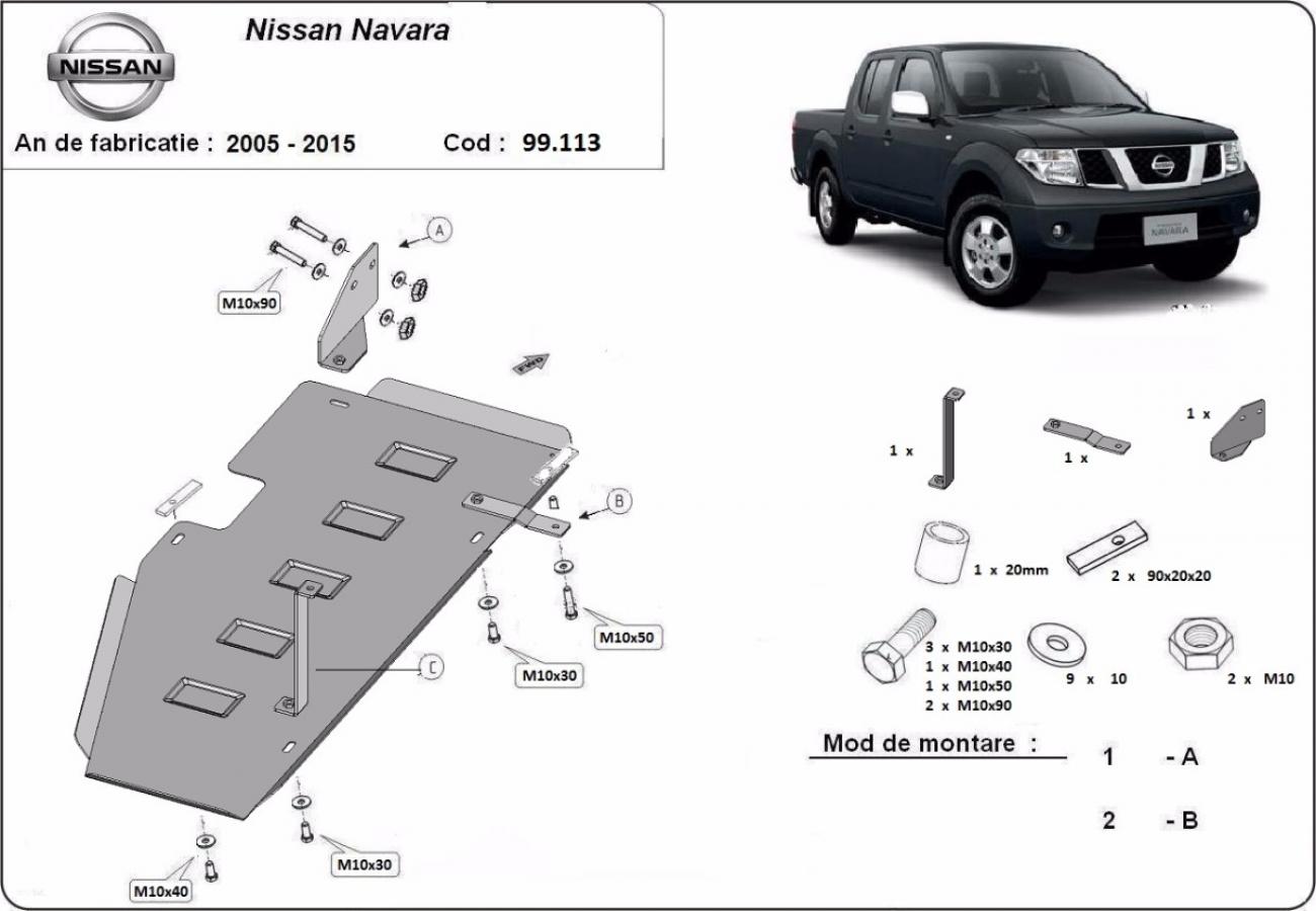 Pohjapanssari Teräs Polttoainesäiliö | Nissan Navara D40 (2005-2015) - 3