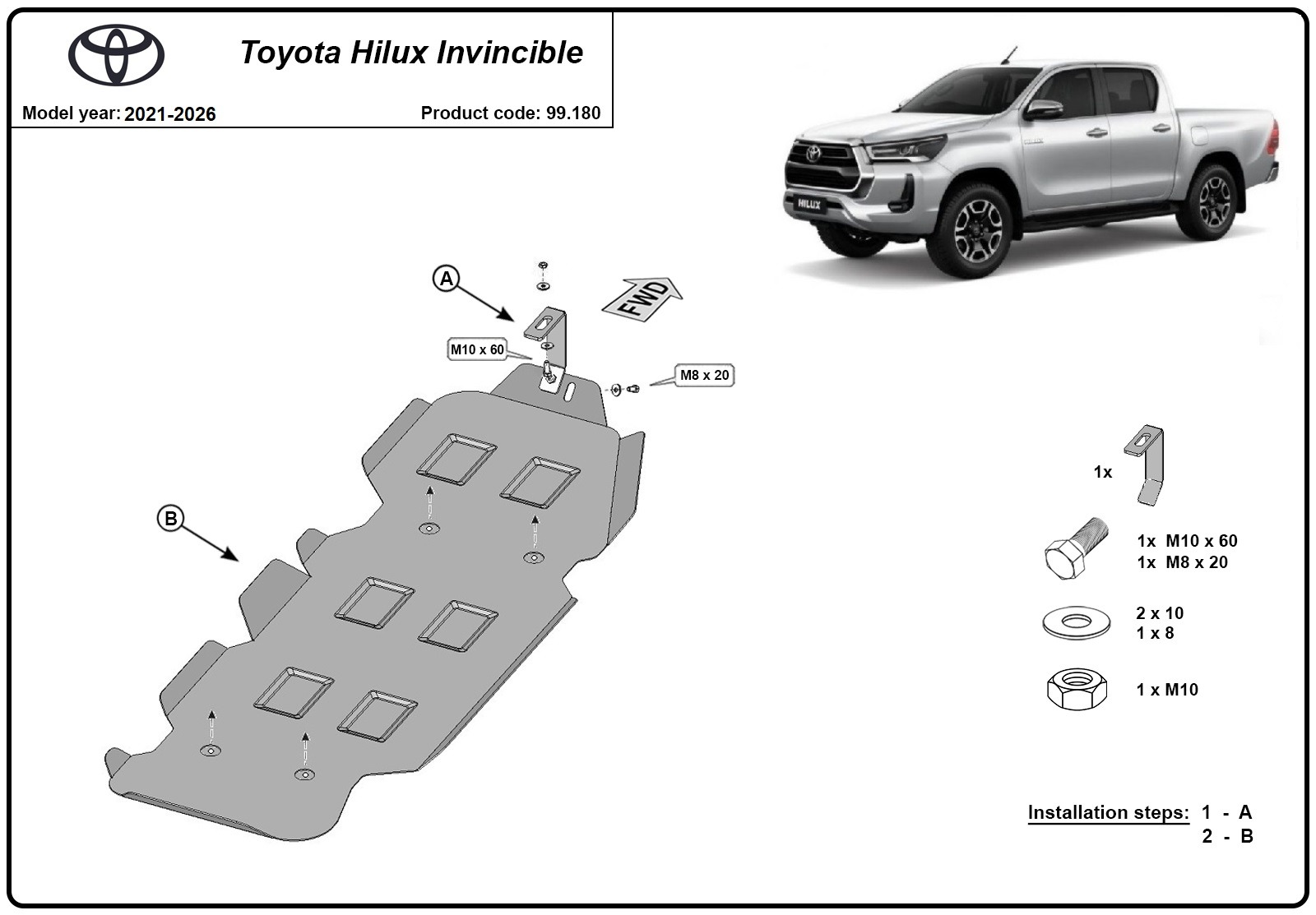Protector inferior Acero Fuel tank | Toyota Hilux Invincible (2021-2026) - 3