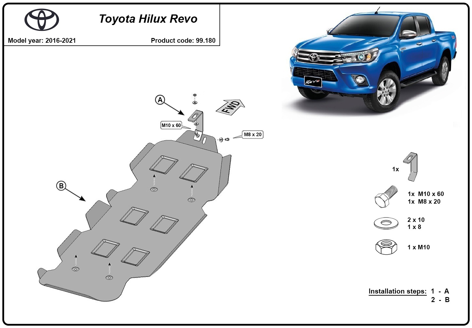 Protector inferior Acero Fuel tank | Toyota Hilux (2016-2026) - 3