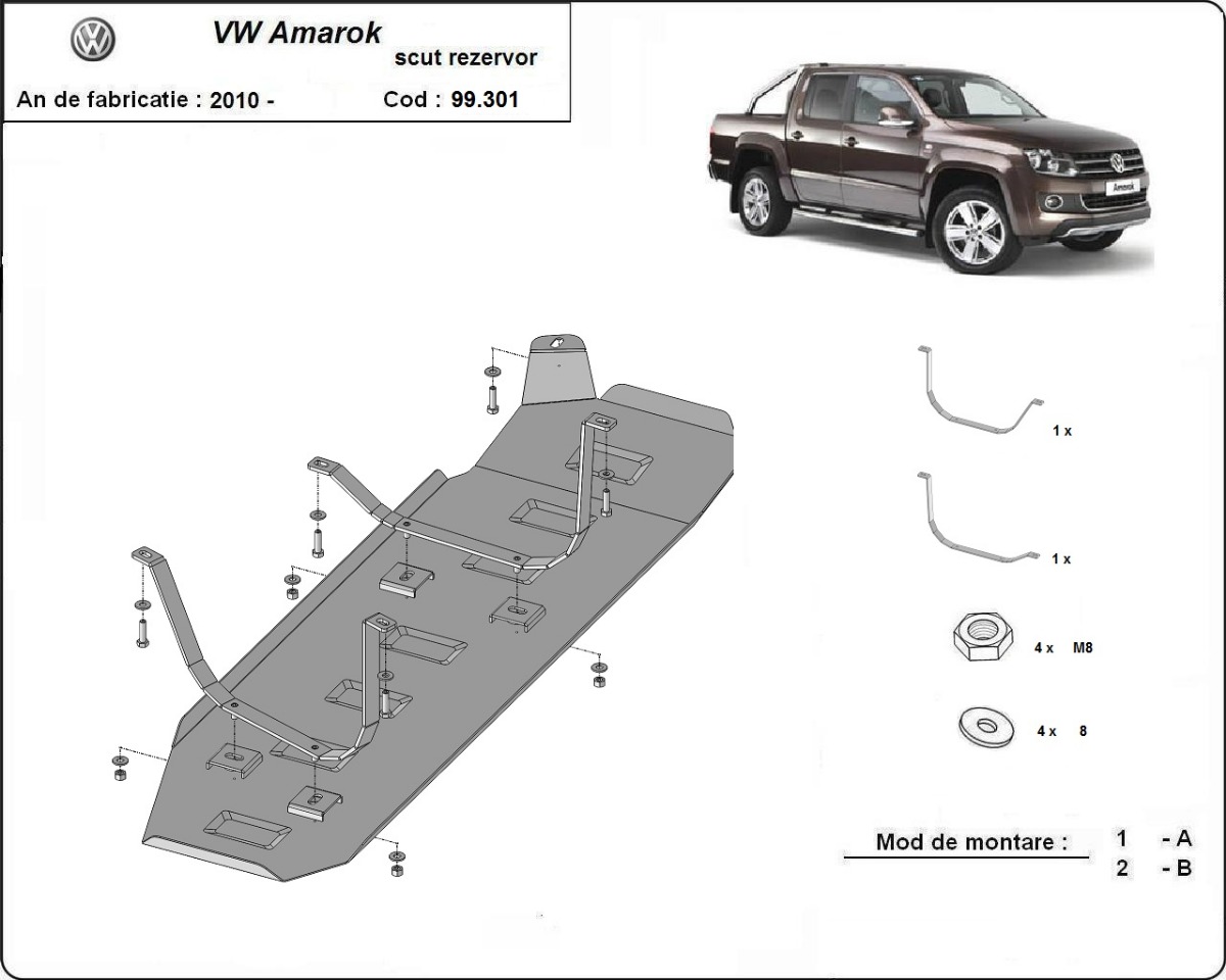 Proteção inferior Aço Fuel tank | VW Amarok - Only para versions sem factory protections (2010-2022) - 3