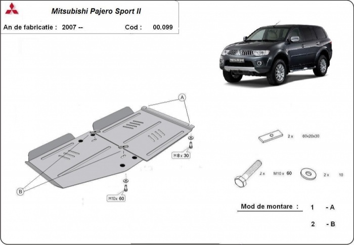 Protection inférieure de boîte de vitesses en acier | Mitsubishi Pajero Sport 2 (2008-2016) - 3
