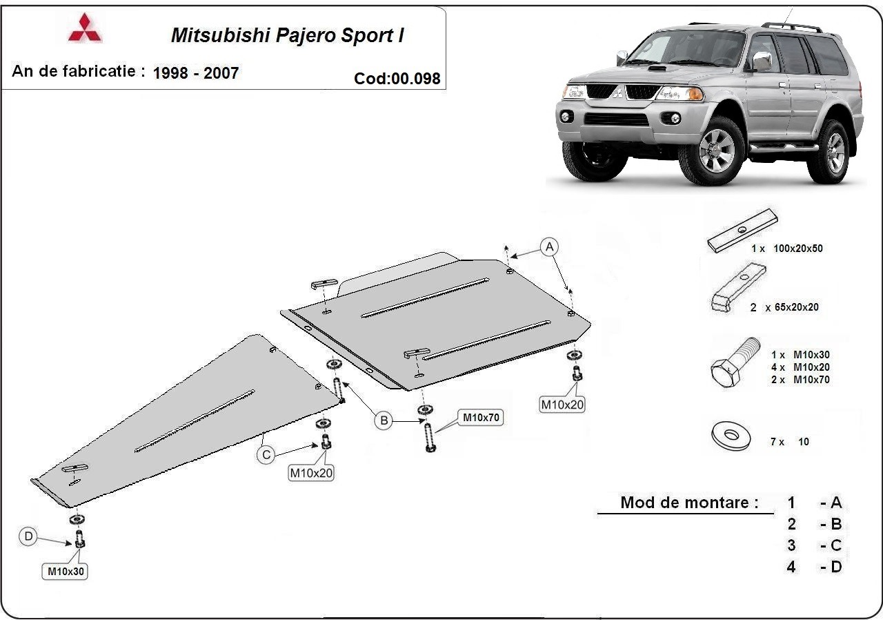 Stahl-Unterfahrschutz Getriebe | Mitsubishi Pajero Sport 1 (1998-2007) - 3