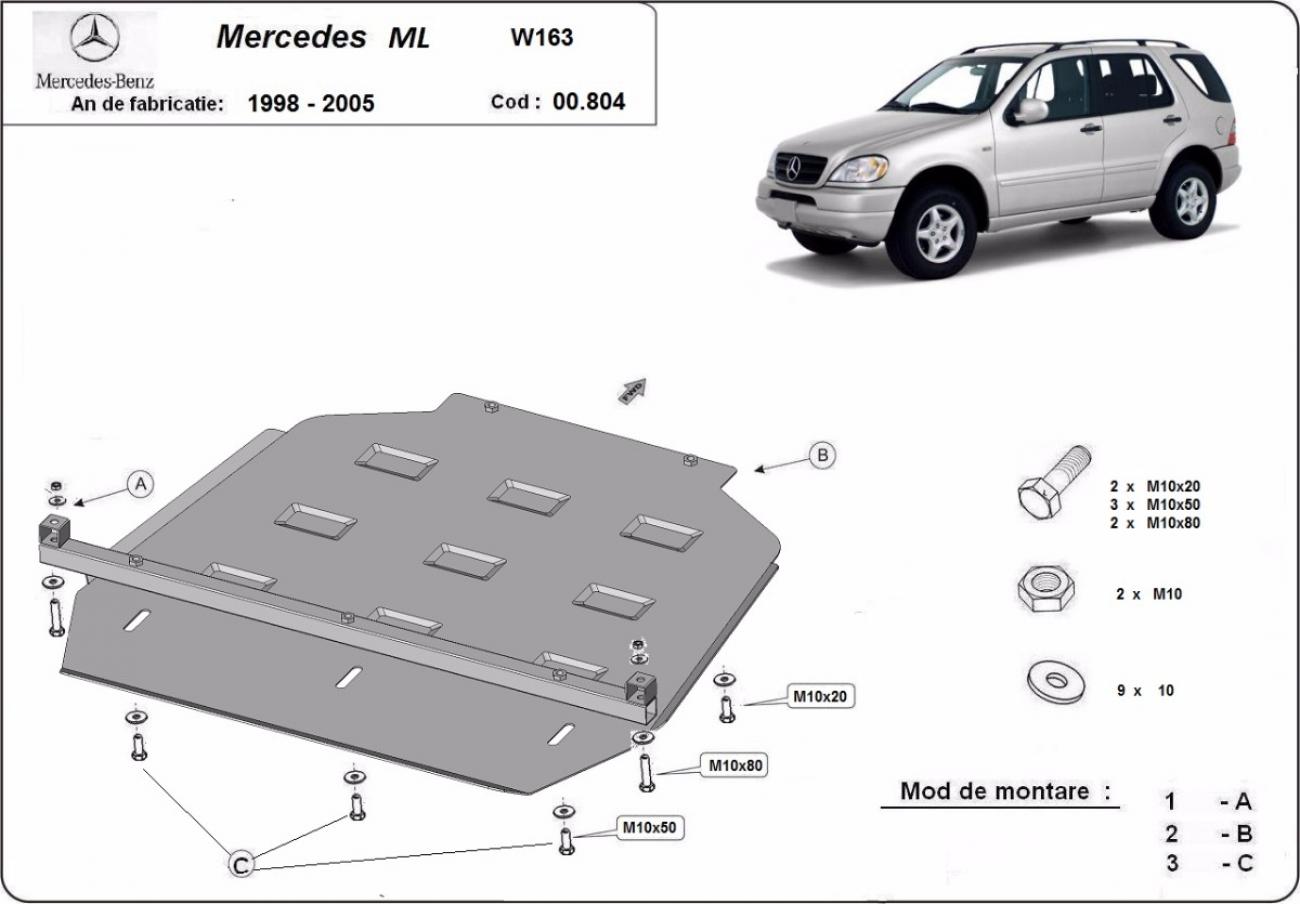 Skid plate Steel Gearbox | Mercedes ML W163 (1998-2005) - 3