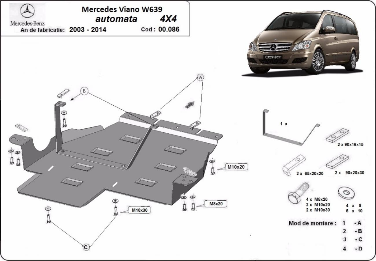Bundplade Stål Gearkasse | Mercedes Viano W639 - 4x4 - Autom. (2003-2014) - 3
