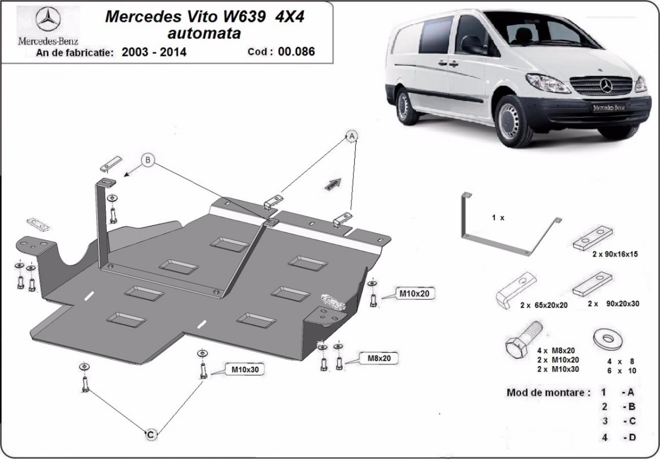 Skid plate Steel Gearbox | Mercedes Vito W639 - 4x4 - Autom. (2003-2014) - 3