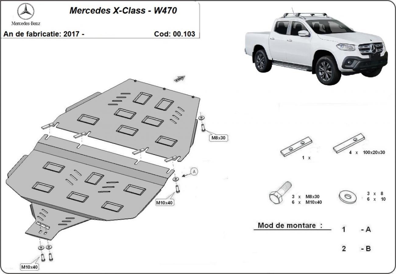 Skid plate Steel Gearbox | Mercedes X-Class W470 (2017-2020) - 3
