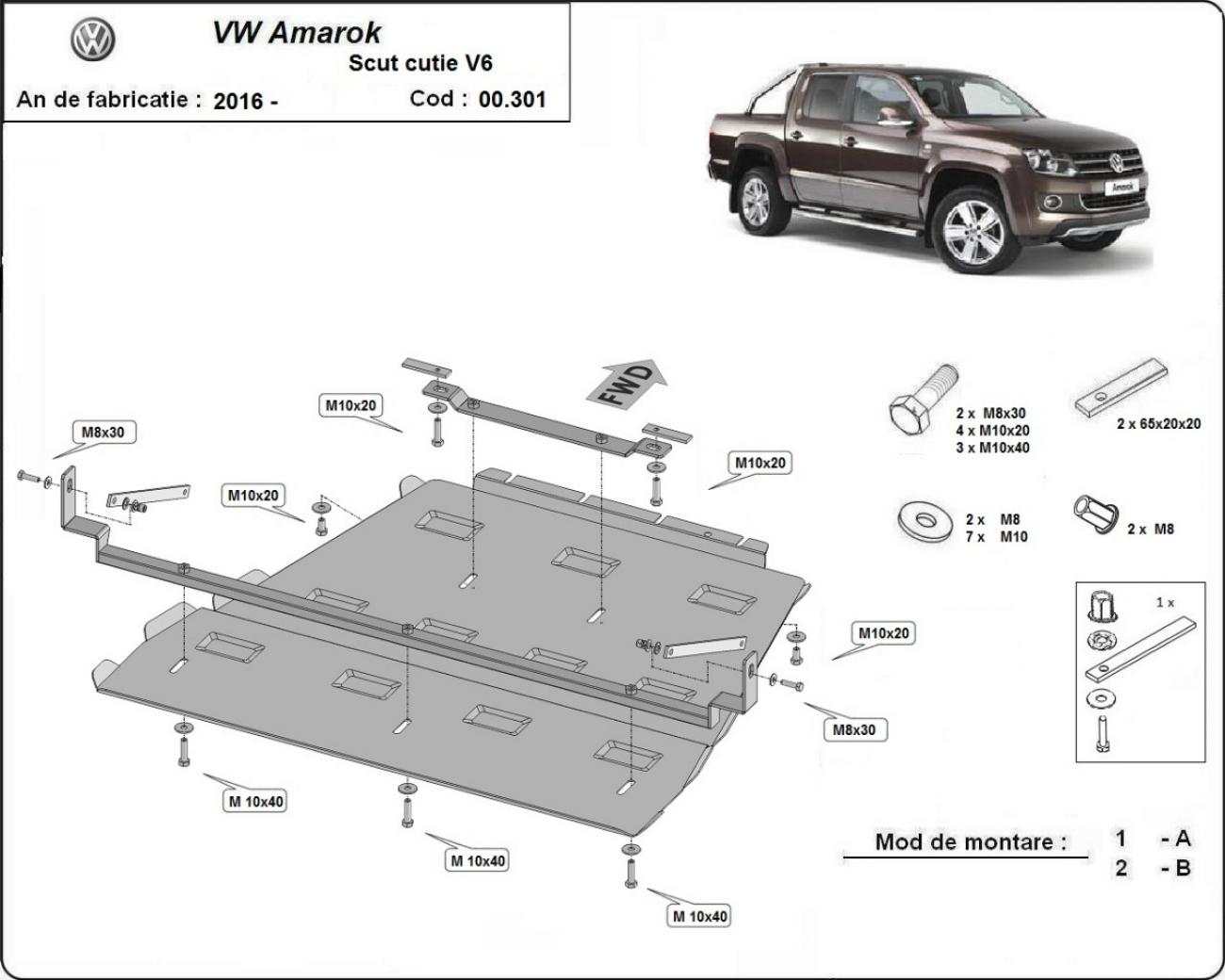 Bundplade Stål Gearkasse | VW Amarok - V6 automat (2016-2022) - 3