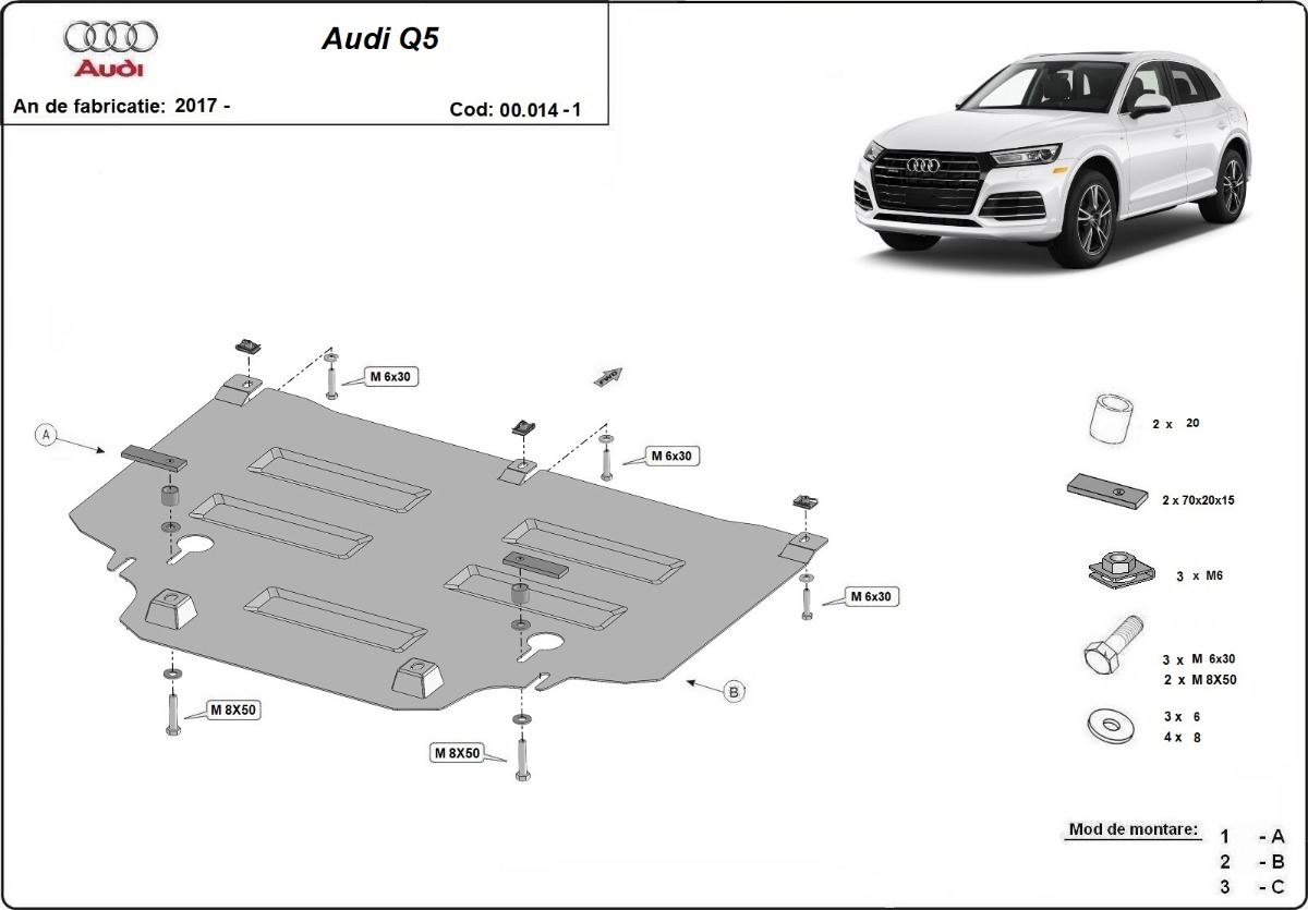 Protector inferior de acero para caja de cambios | Audi Q5 (2017-2025)
