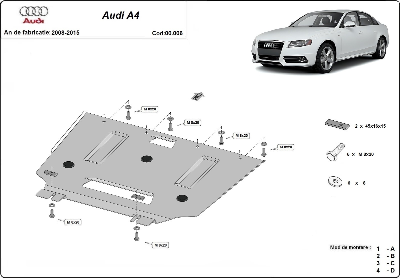 Proteção inferior da caixa de velocidades em aço | Audi A4 4 B8 (2008-2015) - 3