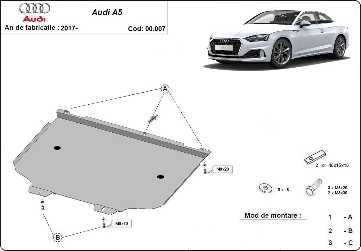 Proteção inferior da caixa de velocidades em aço | Audi A5 (2017-2026) - 3