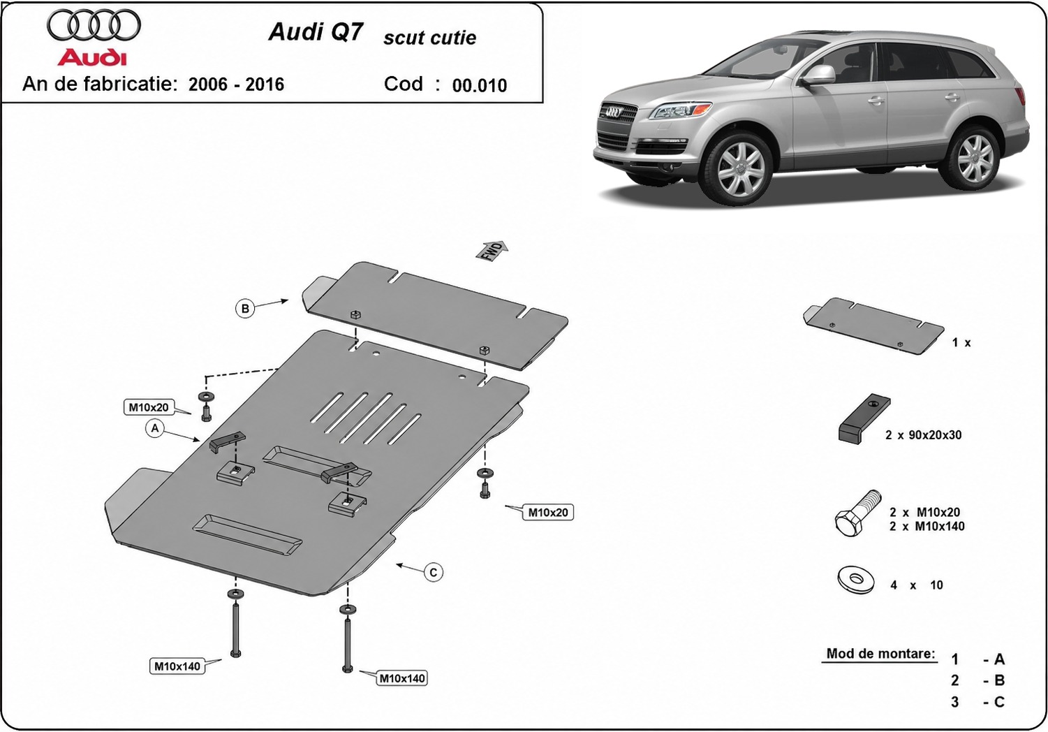 Skid plate Steel Gearbox | Audi Q7 (2006-2015) - 3