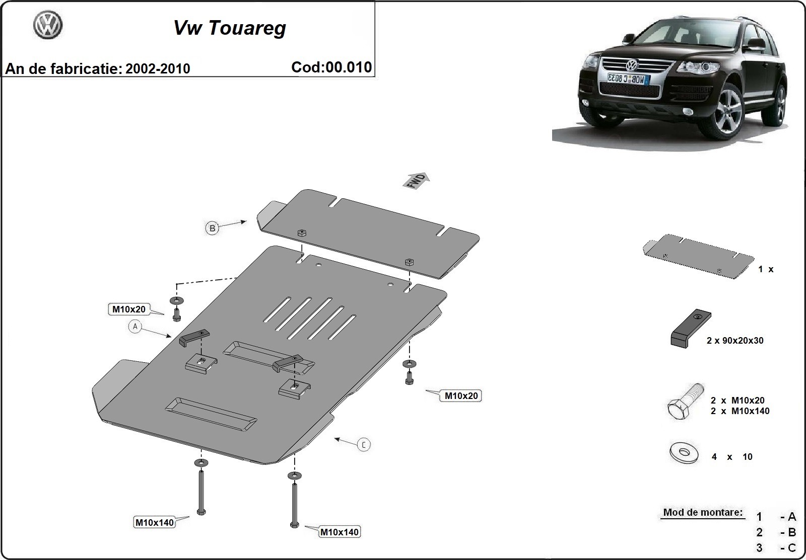 Protector inferior de acero para caja de cambios | VW Touareg 7L (2003-2010) - 3