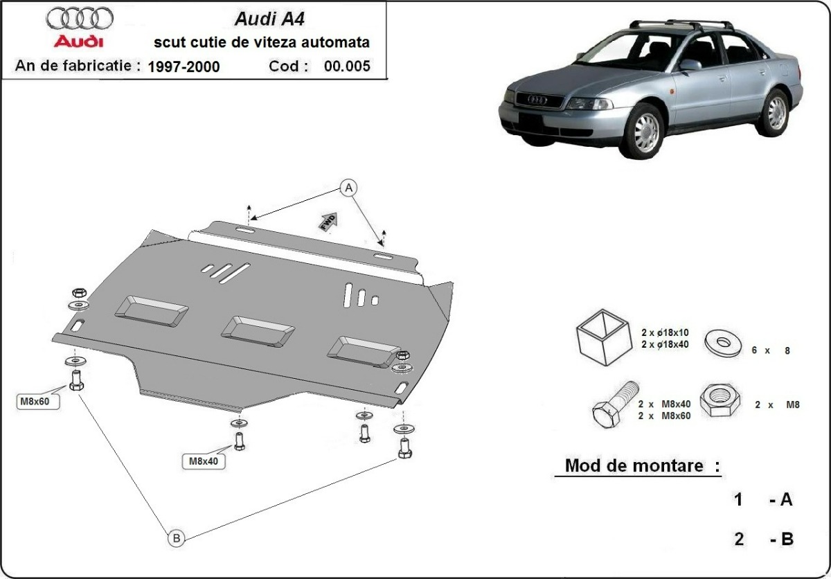 Protection inférieure de boîte de vitesses en acier | Audi A4 B5 (1995-2000) - 3