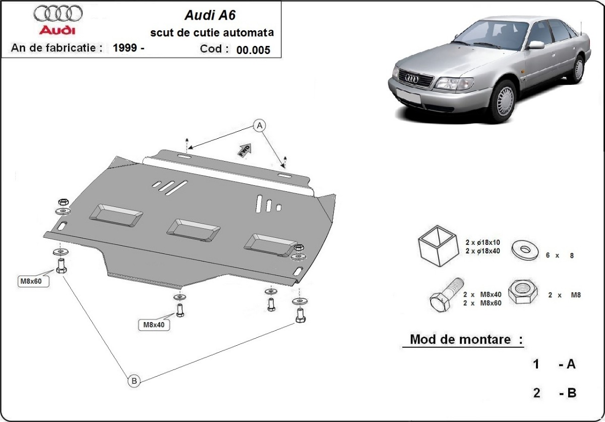 Protector inferior de acero para caja de cambios | Audi A6 (1997-2004) - 3