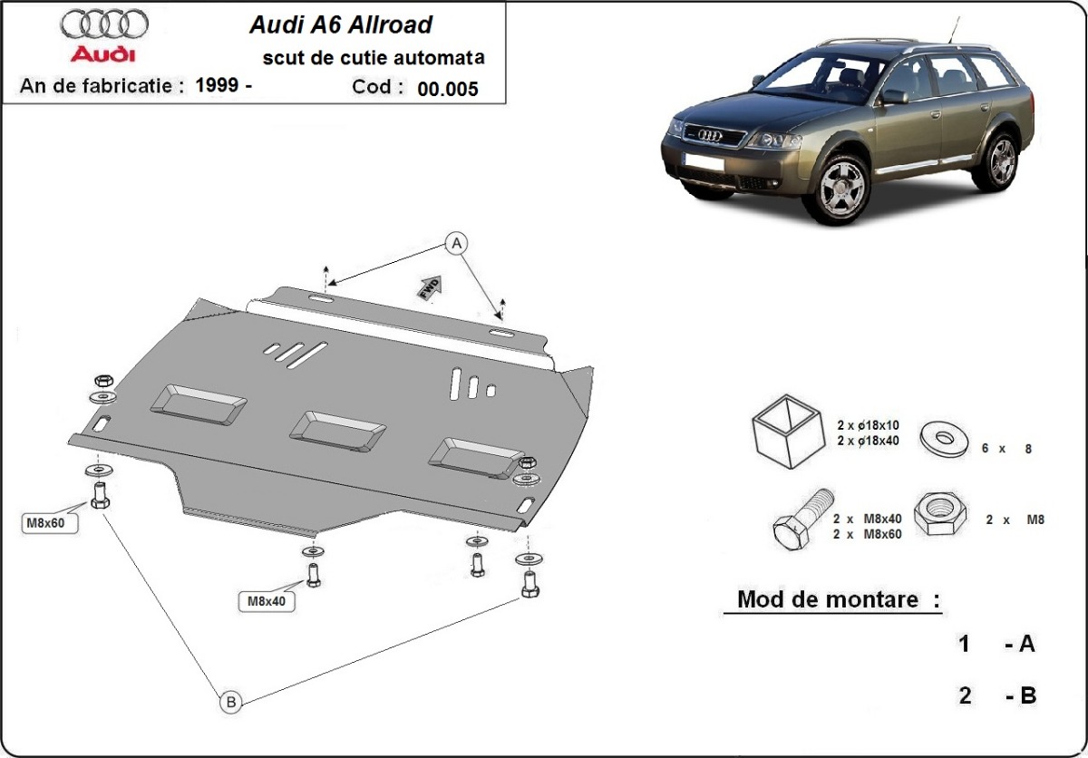 Stahl-Unterfahrschutz Getriebe | Audi Allroad A6 (2000-2005) - 3