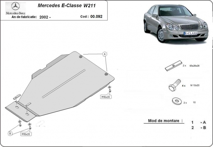 Protector inferior de acero para caja de cambios | Mercedes E-Clasee W211 (2002-2008) - 3