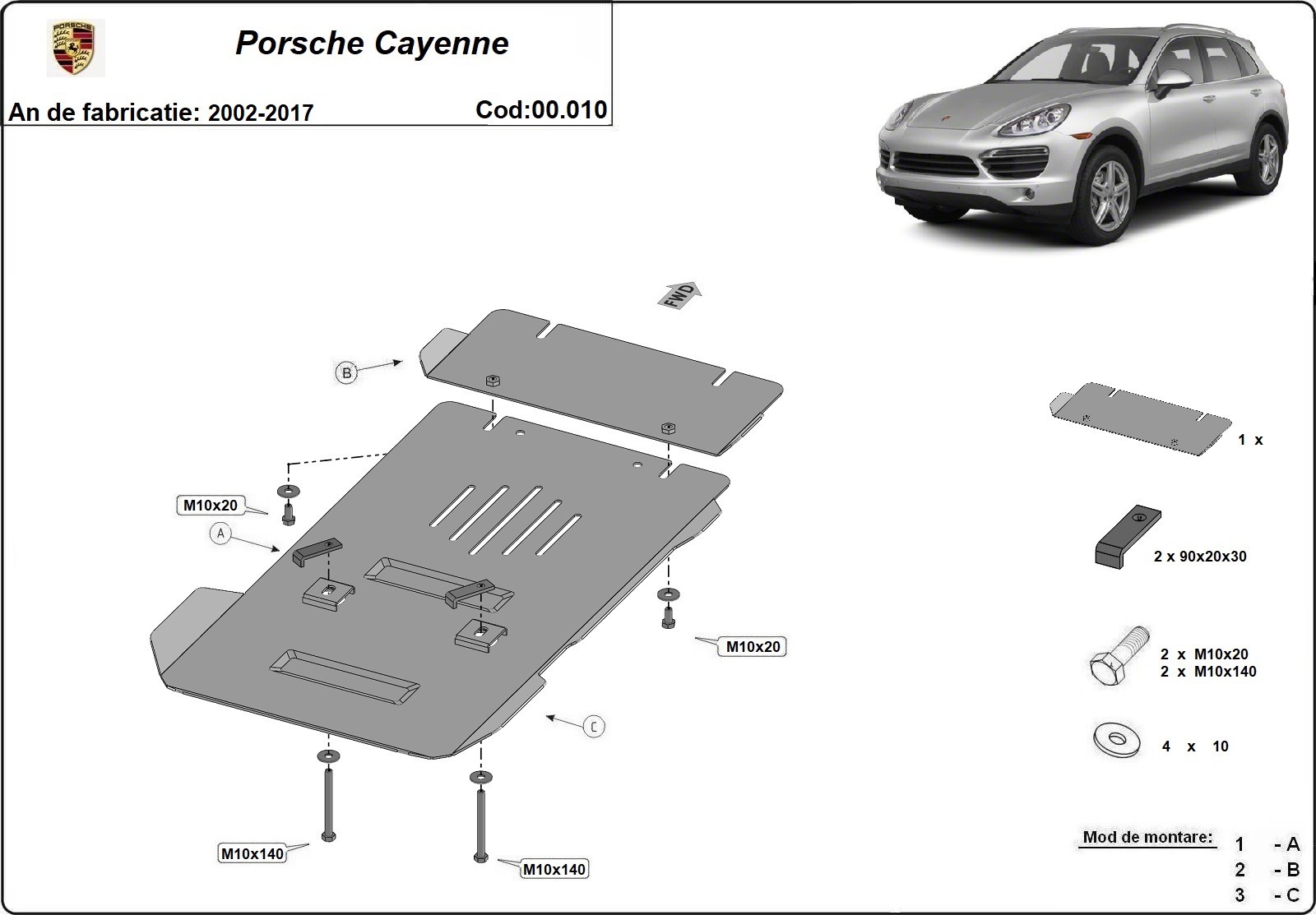 Protector inferior de acero para caja de cambios | Porsche Cayenne (2006-2017) - 3