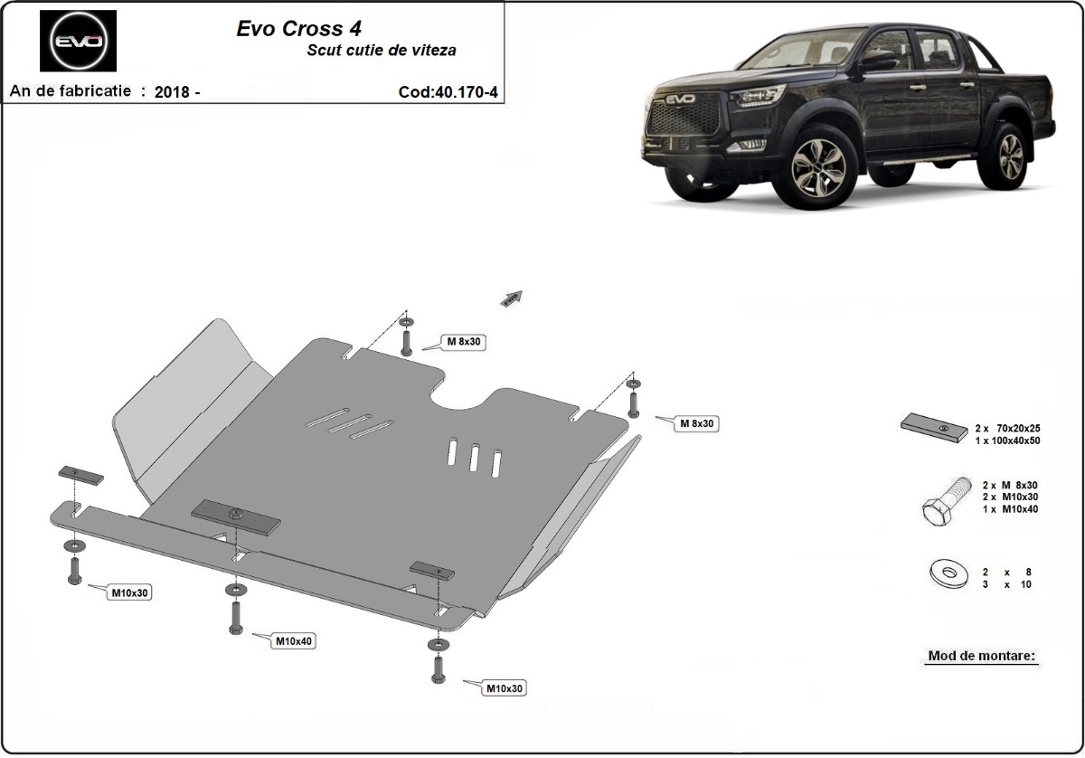 Protector inferior de acero para caja de cambios | Evo Cross 4 (2018-2026)