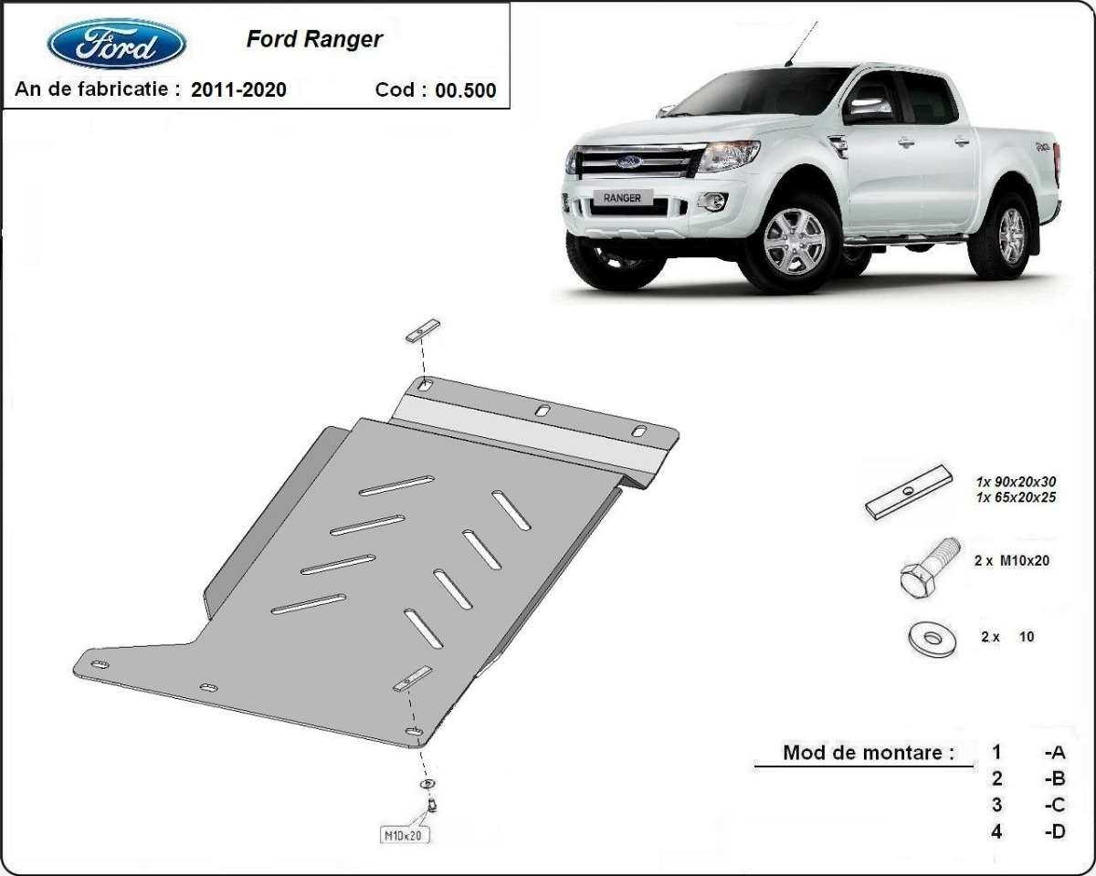 Protezione inferiore cambio in acciaio | Ford Ranger (2011-2020) - 3