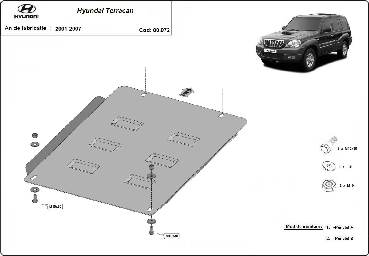Stalen beschermplaat versnellingsbak | Hyundai Terracan (2001-2007) - 3