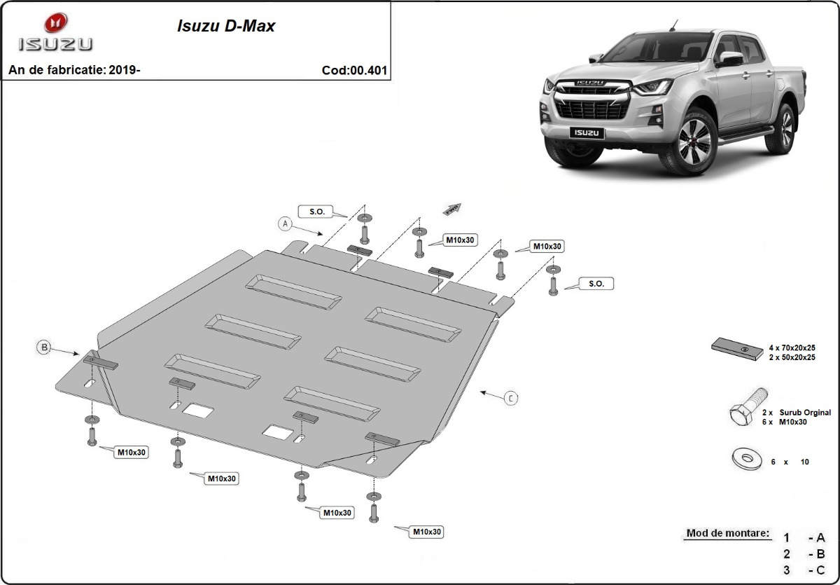 Proteção inferior da caixa de velocidades em aço | Isuzu D-Max (2019-2026) - 3