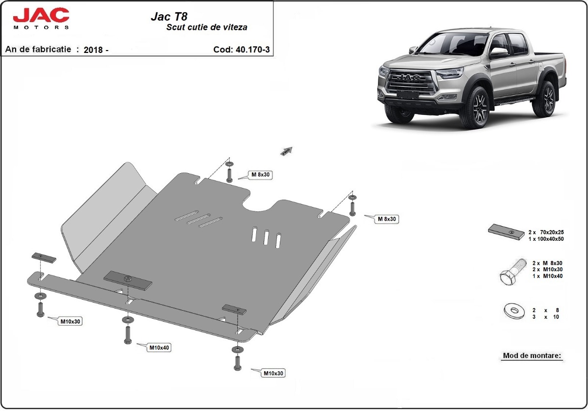 Stahl-Unterfahrschutz Getriebe | Jac T8 (2018-2026)