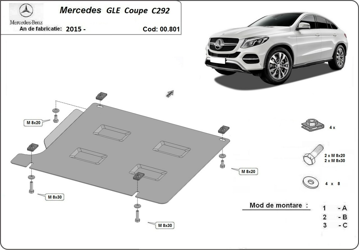 Skid plate Steel Gearbox | Mercedes GLE Coupe C292 (2015-2019) - 3
