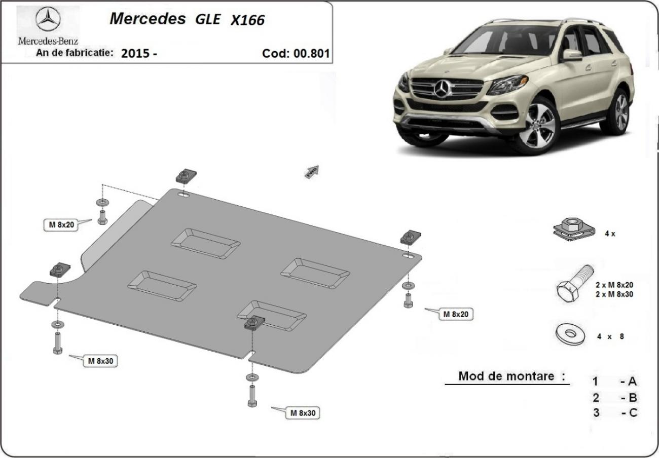 Hasplåt Stål Växellåda | Mercedes GLE X166 (2015-2019) - 3