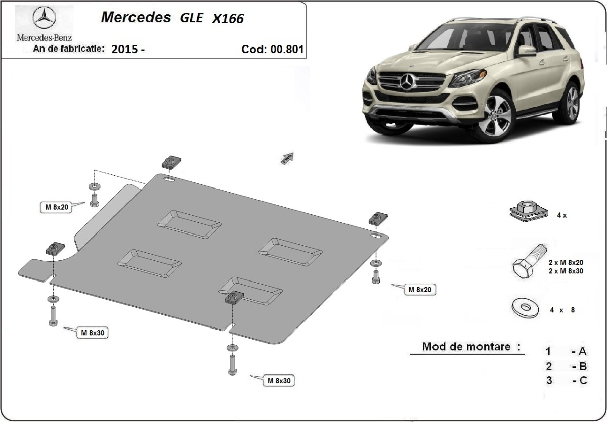 Stahl-Unterfahrschutz Getriebe | Mercedes GLE X166 (2015-2019) - 3